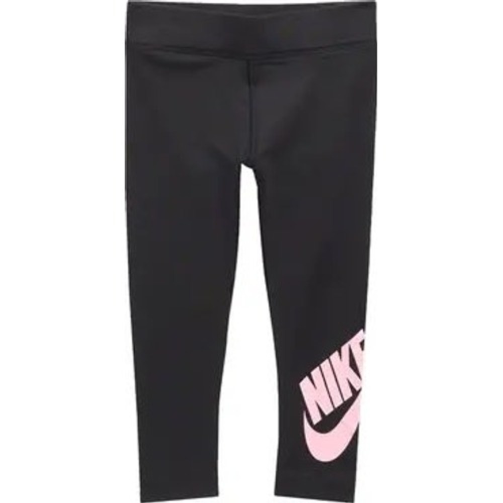 Nike Girls Toddler Black Pink Logo Athletic Stretch Leggings 4T 26J704-F02 NWT